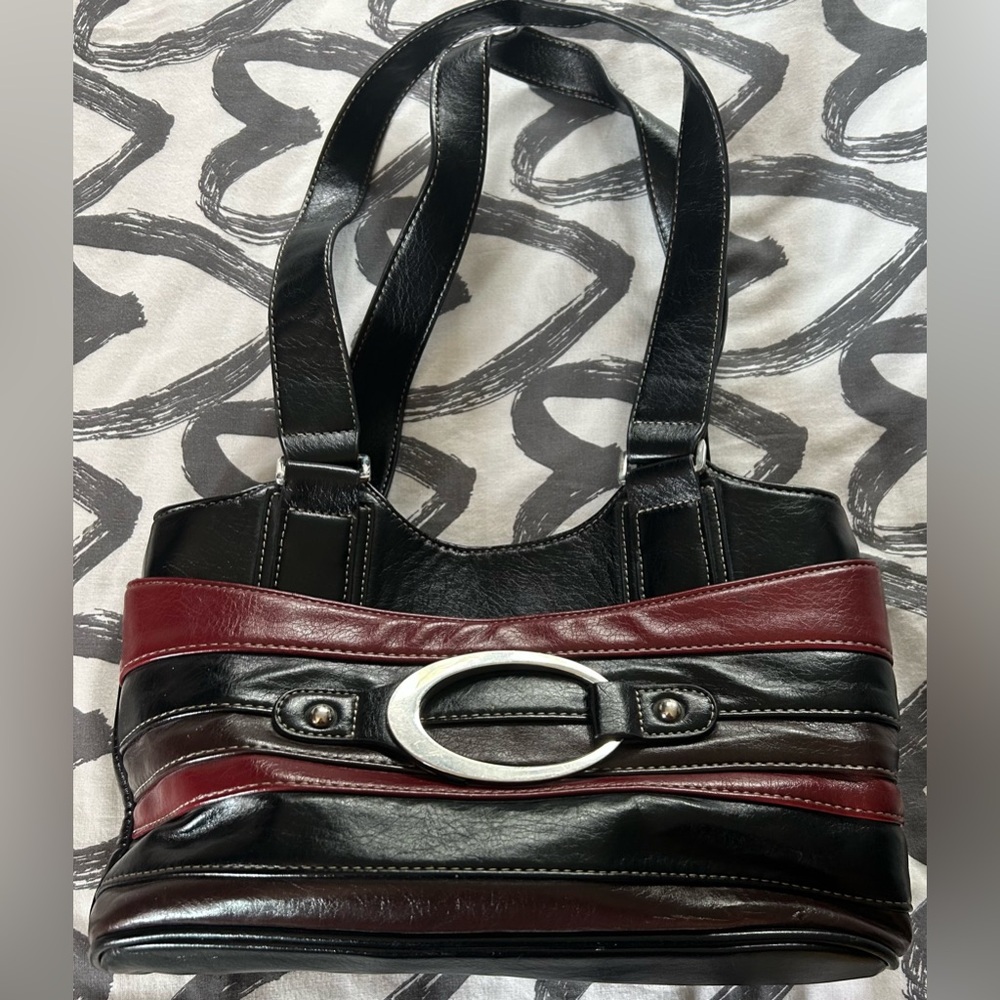 Chic Black and Burgundy Shoulder Bag